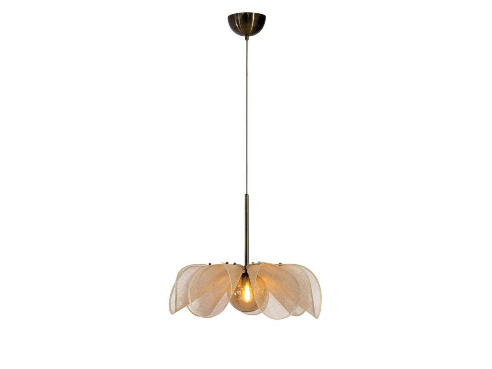 Hanglamp Styrka, Ø 63 cm, messing/beige, bananenvezel